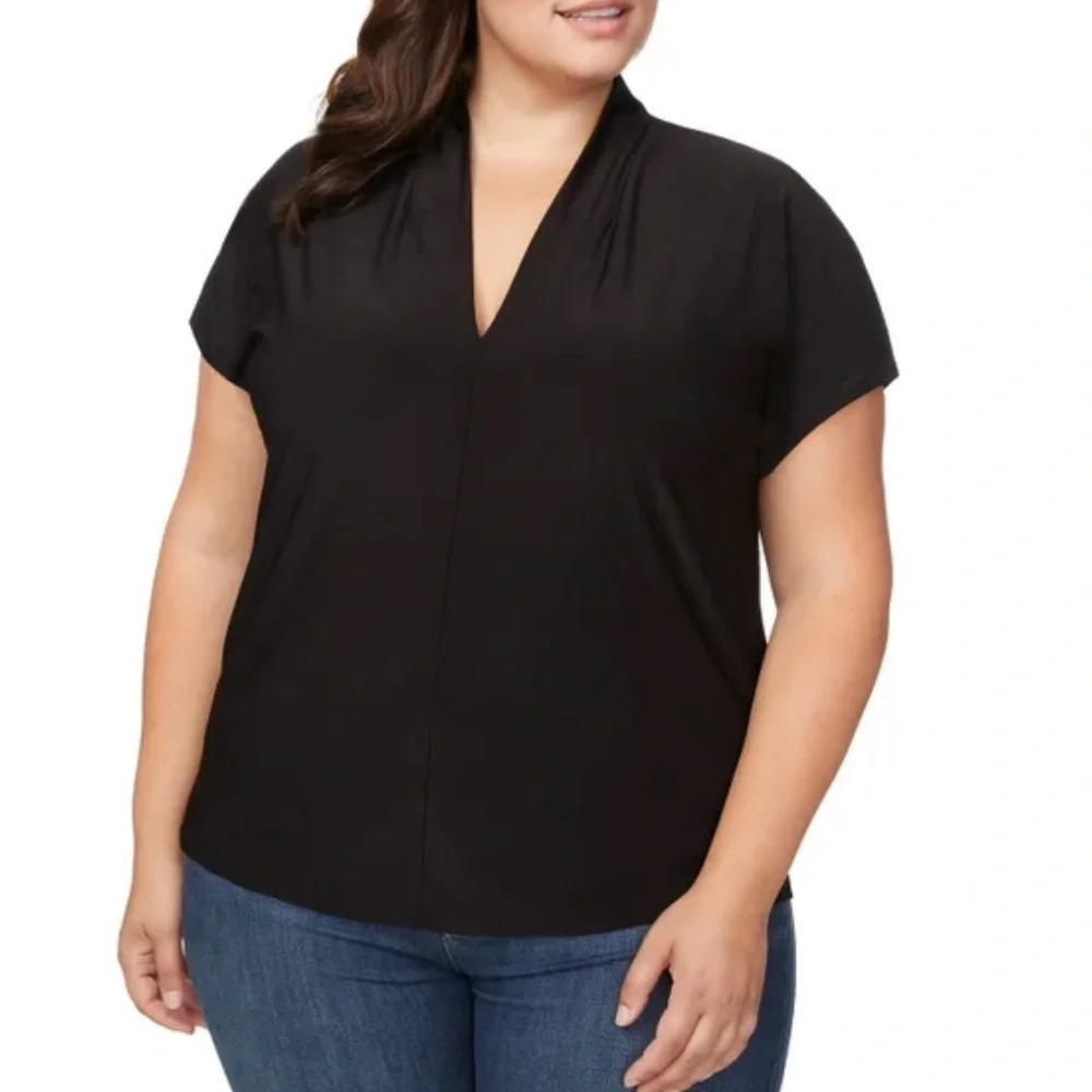 Buffalo Ladies' V-Neck Short Sleeve Blouse - Picture 2 of 15